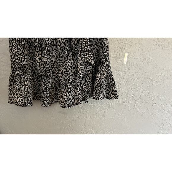 Women’s Leopard Mini Skirt Michael Kors SM Ruffles Flare Boho Coquette Trending - Picture 3 of 7
